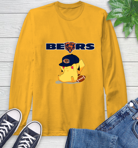 NFL Pikachu Football Sports Chicago Bears Long Sleeve T-Shirt 3