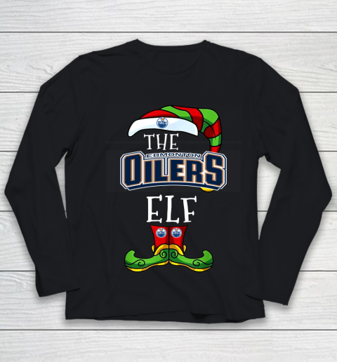 Edmonton Oilers Christmas ELF Funny NHL Youth Long Sleeve