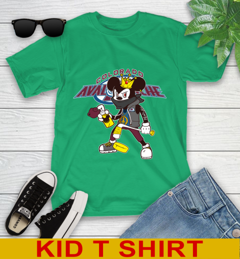 Colorado Avalanche NHL Hockey Mickey Peace Sign Sports Youth T-Shirt - Image 7