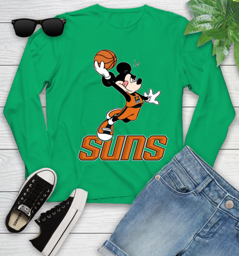 NBA Basketball Phoenix Suns Cheerful Mickey Mouse Shirt Youth Long Sleeve 6
