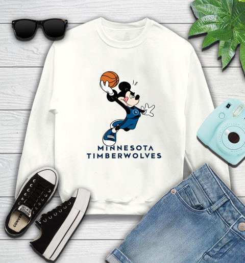 NBA Basketball Minnesota Timberwolves Cheerful Mickey Mouse Shirt Sweatshirt 2
