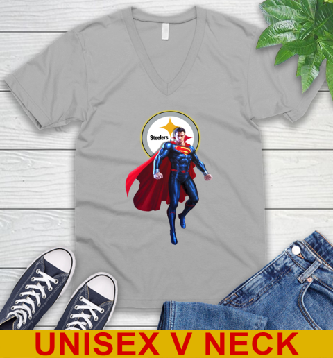 NFL Superman DC Sports Football Pittsburgh Steelers V-Neck T-Shirt 4