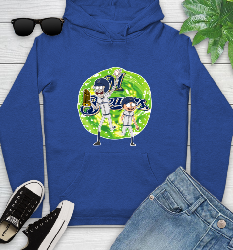 MLB Milwaukee Brewers Rick And Morty Commissioner's Trophy Baseball Sports Youth Hoodie 9