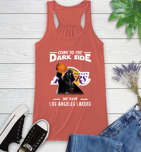 NBA Come To The Dark Side We Have Los Angeles Lakers Star Wars Darth Vader Basketball Racerback Tank 3