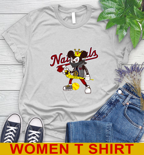 Washington Nationals MLB Baseball Mickey Peace Sign Sports Women's T-Shirt