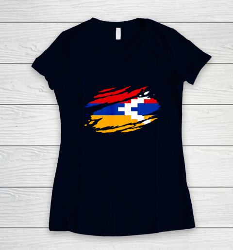 Artsakh Flag Proud Artsakh Support Artsakh Strong Armenia Women's V-Neck T-Shirt 2