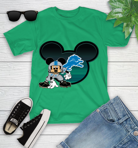 NFL Detroit Lions Mickey Mouse Disney Football T Shirt Youth T-Shirt 6