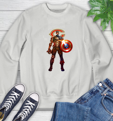 NFL Captain America Marvel Avengers Endgame Football Sports Chicago Bears Sweatshirt 5