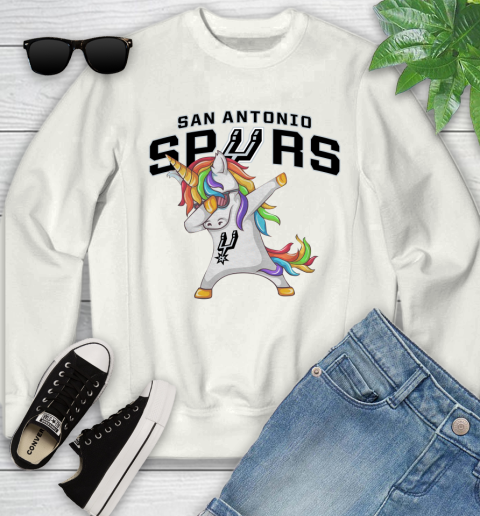 San Antonio Spurs NBA Basketball Funny Unicorn Dabbing Sports Youth Sweatshirt