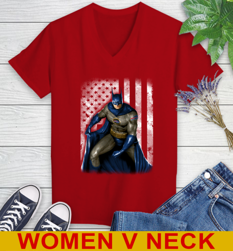 Buffalo Bills NFL Football Batman DC American Flag Shirt Women's V-Neck T-Shirt 10