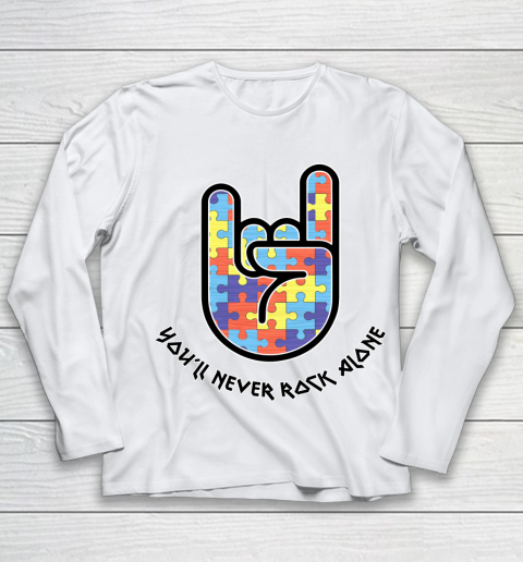 You'll Never Rock Alone  Autism Awareness Youth Long Sleeve