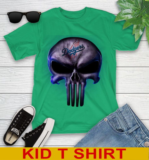 Los Angeles Dodgers MLB Baseball Punisher Skull Sports Youth T-Shirt 7