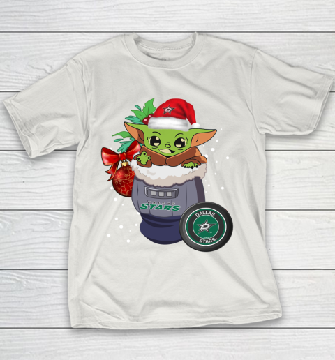 Dallas Stars Christmas Baby Yoda Star Wars Funny Happy NHL Youth T-Shirt 11