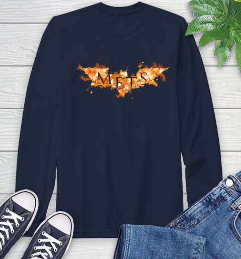 MLB New York Mets Batman Logo DC Baseball Sports Shirt Long Sleeve T Shirt