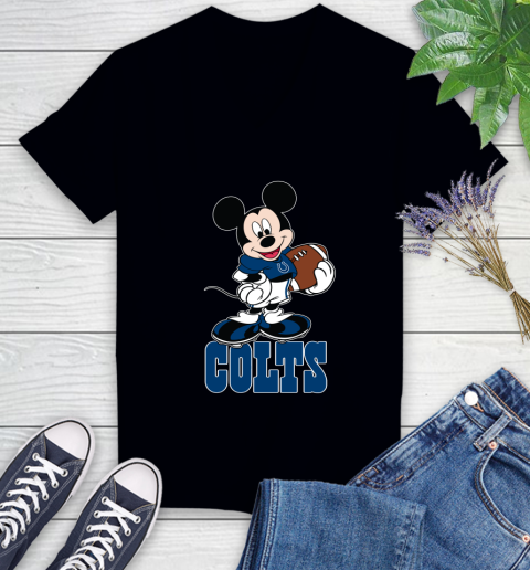 NFL Football Indianapolis Colts Cheerful Mickey Mouse Shirt Women's V-Neck T-Shirt