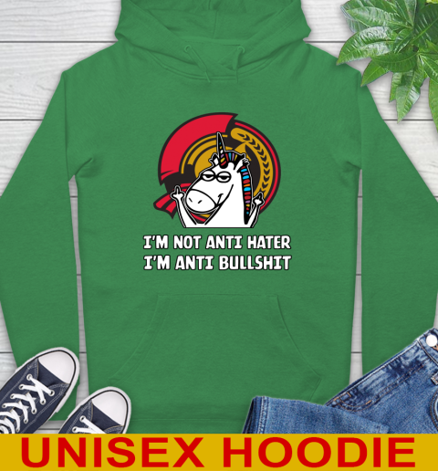 Ottawa Senators NHL Hockey Unicorn I'm Not Anti Hater I'm Anti Bullshit Hoodie 8