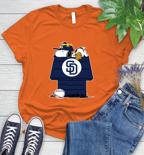 MLB San Diego Padres Snoopy Woodstock The Peanuts Movie Baseball T Shirt Women's T-Shirt 4