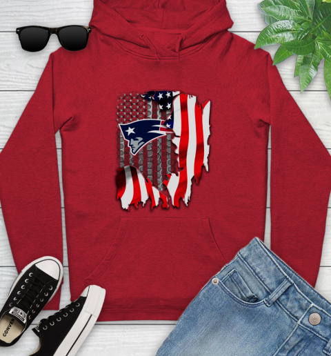 New England Patriots NFL Football American Flag Youth Hoodie 12