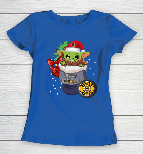 Boston Bruins Christmas Baby Yoda Star Wars Funny Happy NHL Women's T-Shirt 9