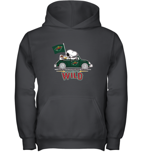 Snoopy And Woodstock Ride The Minnesota Wilds Car NHL Youth Hoodie