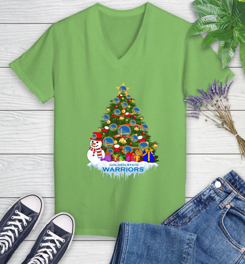 Golden State Warriors Merry Christmas NBA Basketball Sports Women's V-Neck T-Shirt 11