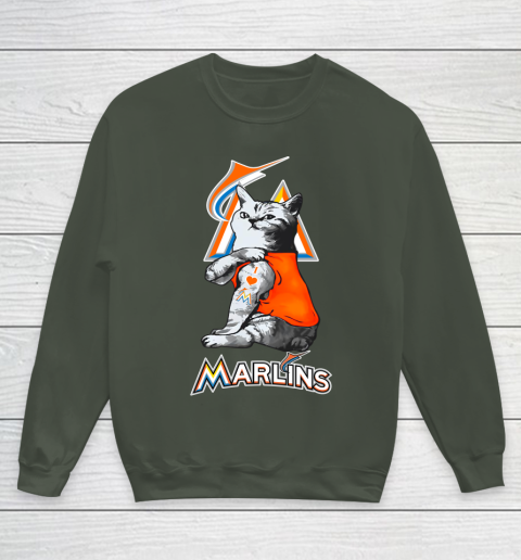 MLB Baseball My Cat Loves Miami Marlins Youth Sweatshirt 8
