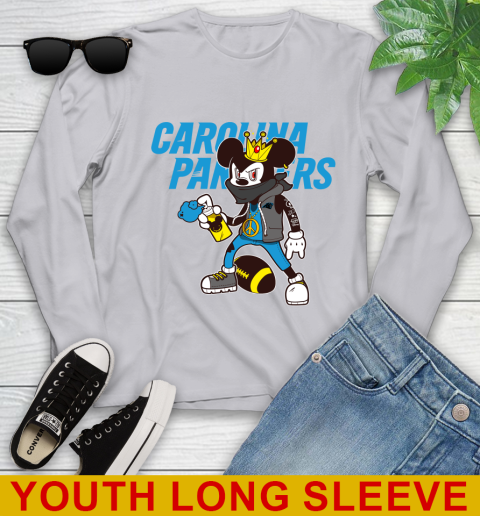 Carolina Panthers NFL Football Mickey Peace Sign Sports Youth Long Sleeve 6