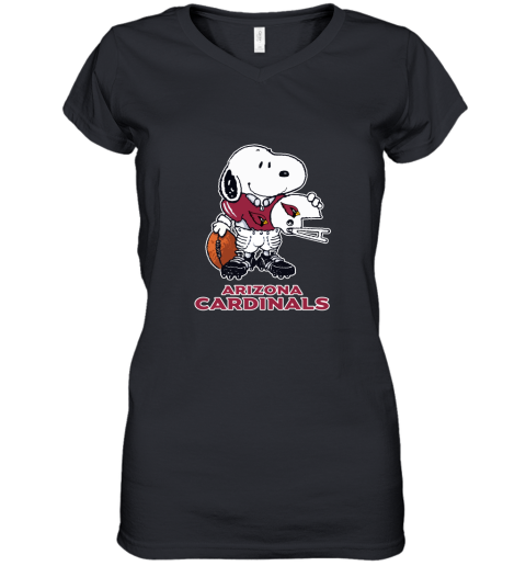 Snoopy A Strong And Proud Arizona Cardinals Player NFL Women's V-Neck T-Shirt