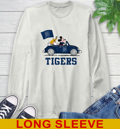 MLB Baseball Detroit Tigers Pluto Mickey Driving Disney Shirt Long Sleeve T-Shirt 12