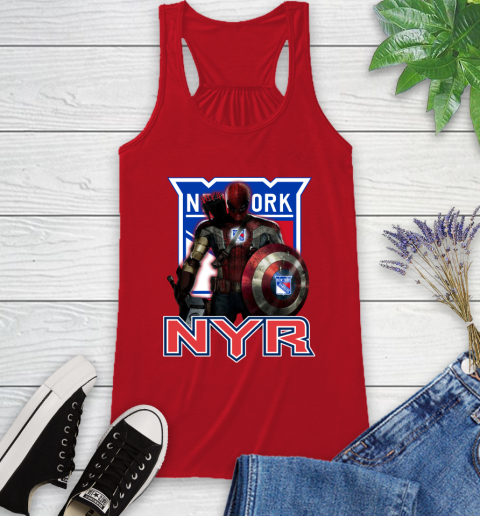 NHL Captain America Thor Spider Man Hawkeye Avengers Endgame Hockey New York Rangers Racerback Tank 6