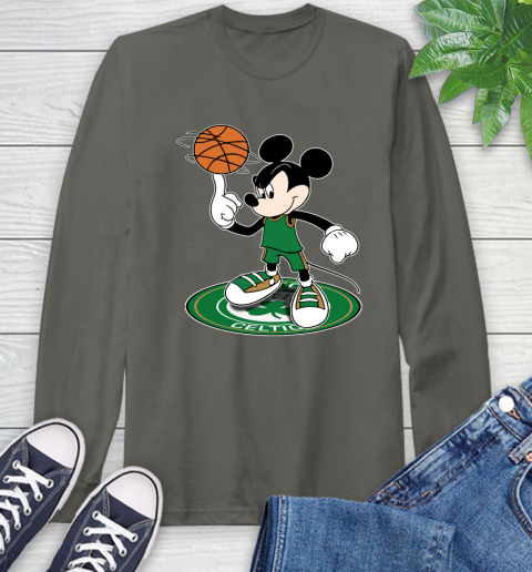 NBA Basketball Boston Celtics Cheerful Mickey Disney Shirt Long Sleeve T-Shirt 9