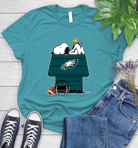 Philadelphia Eagles NFL Football Snoopy Woodstock The Peanuts Movie Women's T-Shirt 12