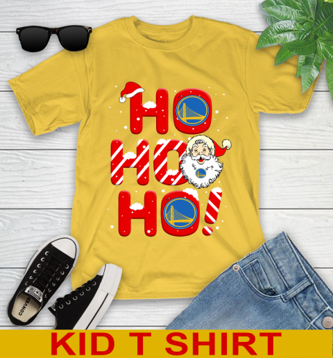 Golden State Warriors NBA Basketball Ho Ho Ho Santa Claus Merry Christmas Shirt Youth T-Shirt 9