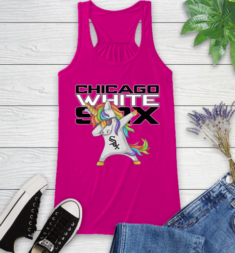 Chicago White Sox MLB Baseball Funny Unicorn Dabbing Sports Racerback Tank 8