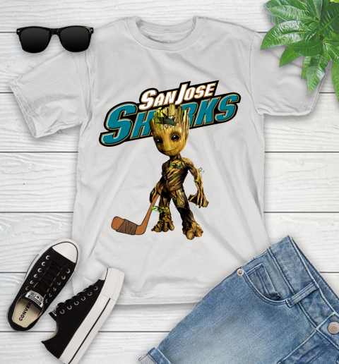 San Jose Sharks NHL Hockey Groot Marvel Guardians Of The Galaxy Youth T-Shirt