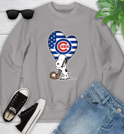 Chicago Cubs MLB Baseball The Peanuts Movie Adorable Snoopy Youth Sweatshirt 4