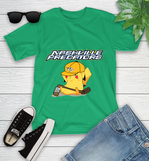 NHL Pikachu Hockey Sports Nashville Predators Youth T-Shirt 6