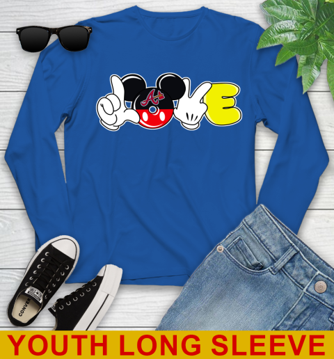 Atlanta Braves MLB Baseball Love Mickey Disney Sports Youth Long Sleeve 10
