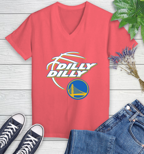 NBA Golden State Warriors Dilly Dilly Basketball Sports Women's V-Neck T-Shirt 6