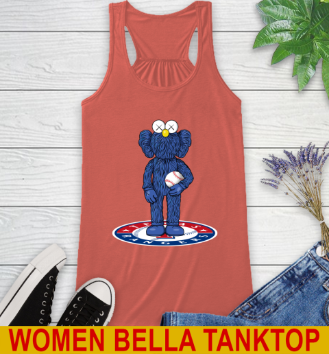 MLB Baseball Texas Rangers Kaws Bff Blue Figure Shirt Racerback Tank - Image 5