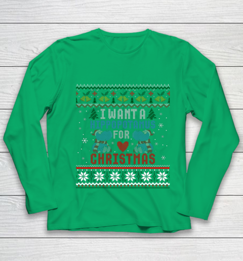 I Want A Hippopotamus For Christmas Ugly Xmas Youth Long Sleeve 4
