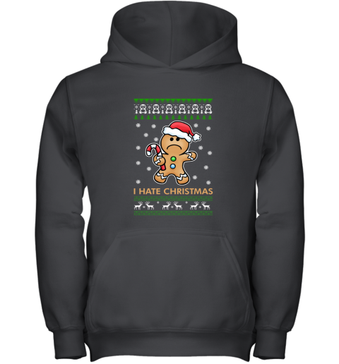 Gingerbread Man  I Hate Christmas Youth Hoodie
