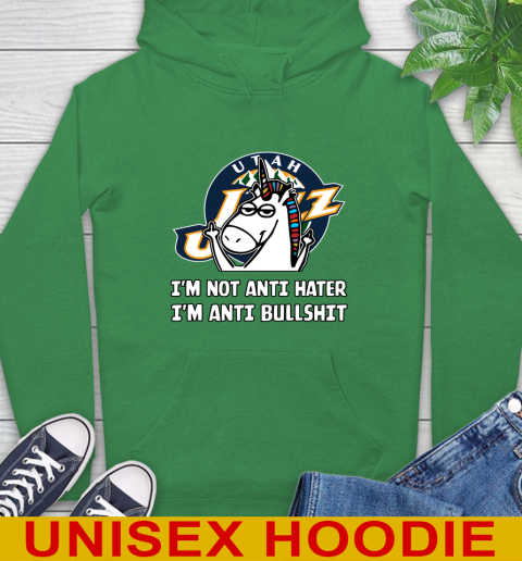 Utah Jazz NBA Basketball Unicorn I'm Not Anti Hater I'm Anti Bullshit Hoodie 8