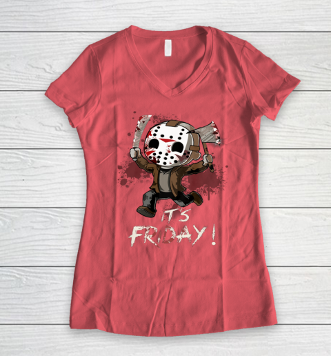 Funny Friday 13th Jason Funny Halloween Horror Women's V-Neck T-Shirt 4