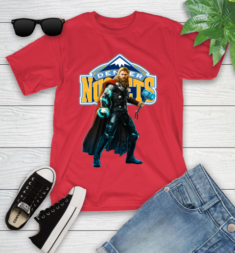 NBA Thor Avengers Endgame Basketball Denver Nuggets Youth T-Shirt 10