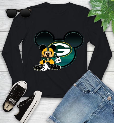 NFL Green Bay Packers Mickey Mouse Disney Football T Shirt Youth Long Sleeve 2