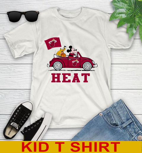 NBA Basketball Miami Heat Pluto Mickey Driving Disney Shirt Youth T-Shirt