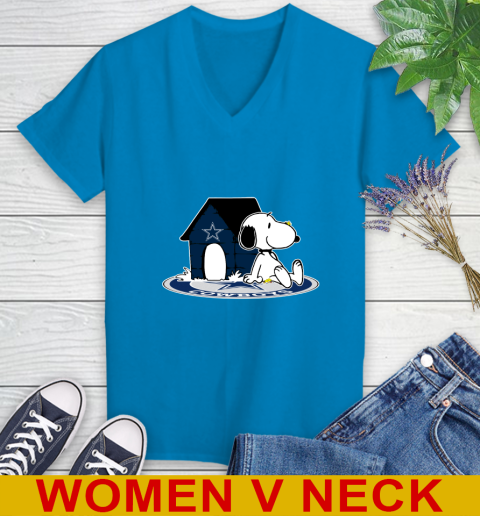NFL Football Dallas Cowboys Snoopy The Peanuts Movie Shirt Women's V-Neck T-Shirt 8