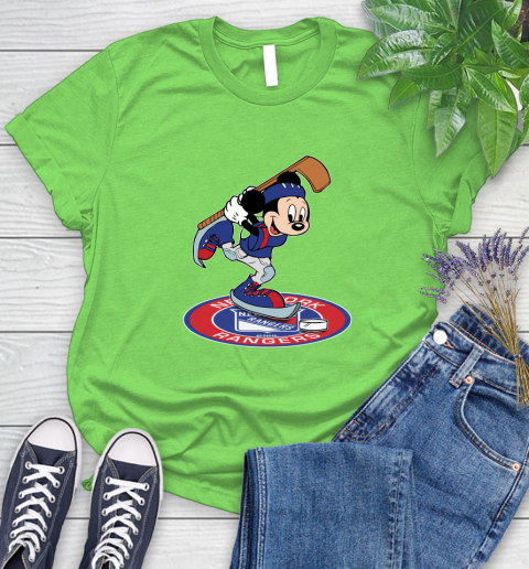 NHL Hockey New York Rangers Cheerful Mickey Disney Shirt Women's T-Shirt 10