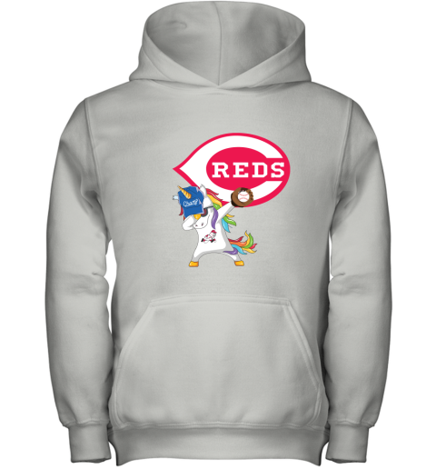 Hip Hop Dabbing Unicorn Flippin Love Cincinnati Reds Youth Hoodie